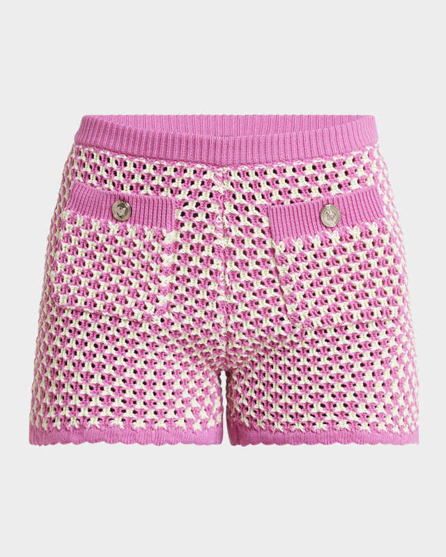 2-Pocket Crochet Knit Compact Cotton Shorts